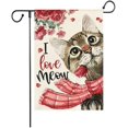 thumbnail image 1 of Happy Valentine''s Day Scarf Cat I love you Welcome Love Tree Garden Flag 12.5x18in, Home Valentine''s Day Outdoor Yard Lawn Garden Flag Decoration -C, 1 of 1