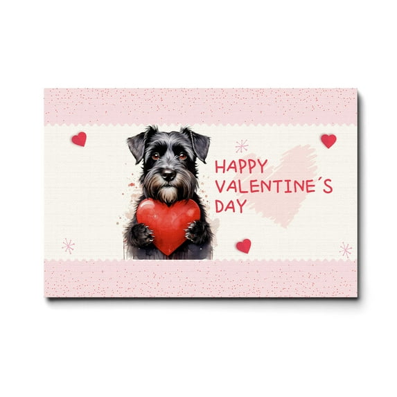 Happy Valentine's Day Schnauzer Brings Love Heart Horizontal Matte Canvas Poster Miniature Schnauzer Dog Lover Wall Art Home Decor - 02028