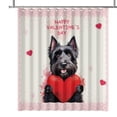 thumbnail image 1 of Happy Valentine's Day Scottish Terrier Brings Love Heart Shower Curtain Scottie Dog Lover Gifts Waterproof Bathroom Bathtub Curtain - 02028, 1 of 5