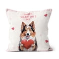 thumbnail image 1 of Happy Valentine's Day Shetland Sheepdog Brings Love Heart Pillow Cushion Double Sided Sheltie Dog Lover Gifts Throw Pillow - 02028, 1 of 4