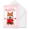 thumbnail image 1 of Happy Valentine's Day Shiba Inu Brings Love Heart 5x7in Folded Greeting Card Shibas Dog Lovers Gifts Idea Single Note Card with Envelope - 02028, 1 of 5