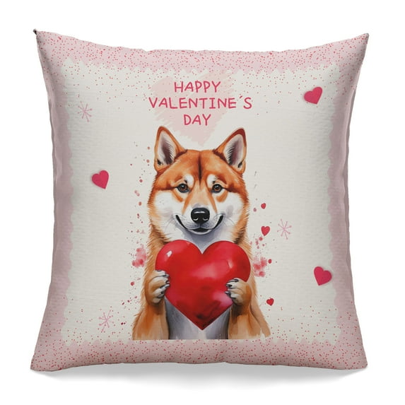 Happy Valentine's Day Shiba Inu Brings Love Heart Pillowcase Double Sided Shibas Dog Lovers Gifts Idea Pillow Case Covers - 02028