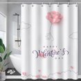 thumbnail image 1 of Happy Valentine''s Day Shower Curtain, 72 x 72 inch Human Holding Heart Balloons Fly White Sky Shower Curtain for Bathroom Decor Waterproof Washable Fabric Bath Curtain with 12 Hooks, 1 of 1