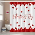 thumbnail image 1 of Happy Valentine''s Day Shower Curtain with Hooks Vintage Red Love Heart Shower Curtain for Valentines Day Festival Style Bathroom Decorative Waterproof Polyester Fabric, 72x72 Inch, 1 of 6