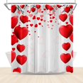 thumbnail image 1 of Happy Valentine''s Day Shower Curtain Love Script Red Hearts Bathroom Curtain on Wood Backdrop Romantic Love Theme Valentines Bathroom Sets 72x72 Inch Polyester Fabric with Hooks, 1 of 6