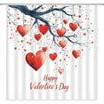 thumbnail image 1 of Happy Valentine''s Day Shower Curtain Red Hearts Tree Branch Cute Sweet Love Romantic Couple Modern Valentines Holiday Watercolor Bathroom Decor Fabric Curtains with Hooks, 1 of 6