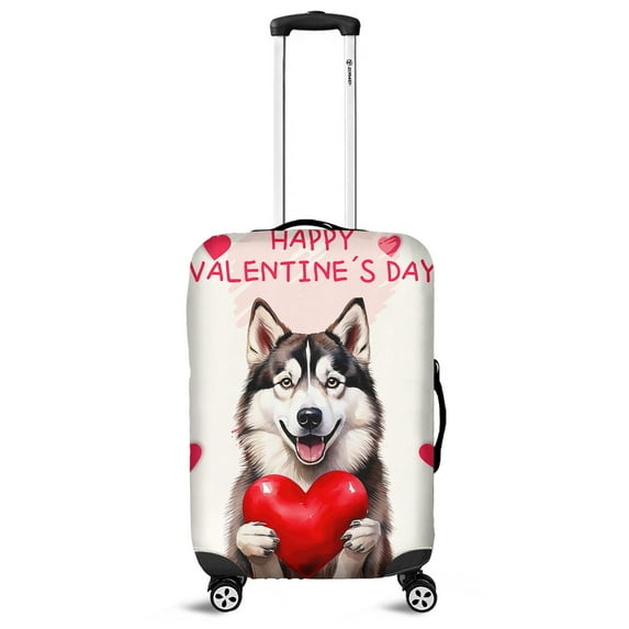 Happy Valentine's Day Siberian Husky Brings Love Heart Travel Luggage Cover Husky Dog Lover Gifts Suitcase Dust Protective Decor - 02028