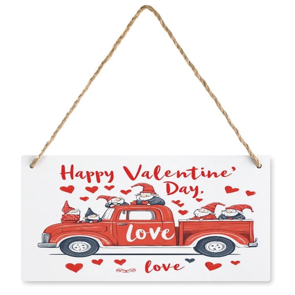 Happy Valentine's Day Sign, Valentines Day Door Decor Wood Plaque 5 X 10 Inch Gnome Valentine Sign Valentines Day Welcome Sign For Front Door Porch Yard Valentines Decorations