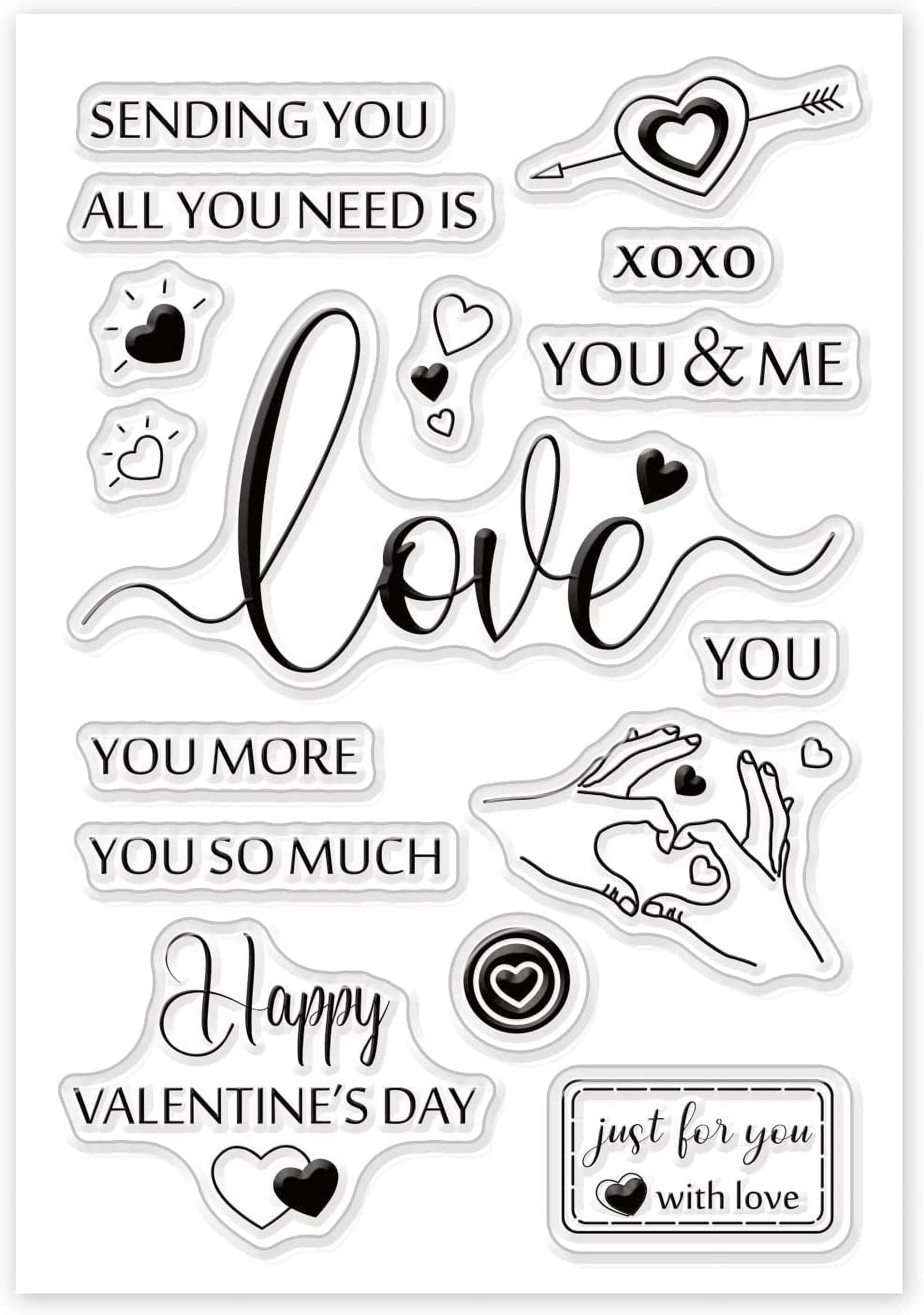 Happy Valentine's Day Silicone Clear Stamps with Love Pattern for Card Making DIY Scrapbooking Photo Album Decorative Paper Craft 6.3x4.4 Inches DIY Making