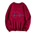 thumbnail image 1 of Happy Valentine's Day Sweatshirts for Women Cute Glitter Heart Pullover Top Fleece Long Sleeve Tops, 1 of 4