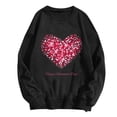 thumbnail image 1 of Happy Valentine's Day Sweatshirts for Women Cute Glitter Heart Pullover Top Fleece Long Sleeve Tops, 1 of 4