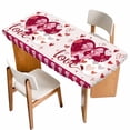thumbnail image 1 of Happy Valentine's Day Table Cloths for 3 Foot Rectangle Tables, Beige Love Hearts Romantic Patio Waterproof Elastic Fitted Tablecloths, Washable Rectangular Table Cover for Camping, 1 of 8