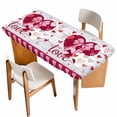 thumbnail image 1 of Happy Valentine's Day Table Cloths for 3 Foot Rectangle Tables, Love Hearts Romantic Gray Wooden Patio Waterproof Elastic Fitted Tablecloths, Washable Rectangular Table Cover for Camping, 1 of 8