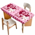 thumbnail image 1 of Happy Valentine's Day Table Cloths for 5 Foot Rectangle Tables, Pink Love Hearts Romantic Patio Waterproof Elastic Fitted Tablecloths, Washable Rectangular Table Cover for Camping, 1 of 8