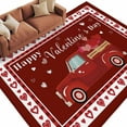 thumbnail image 1 of Happy Valentine's Day Truck Washable Area Rug 6 x 9 ft Red Love Romantic, Soft Non Slip Rugs Stain Repellent Indoor Felt Carpet for Living Dining Room Bedroom Home Office, 1 of 9