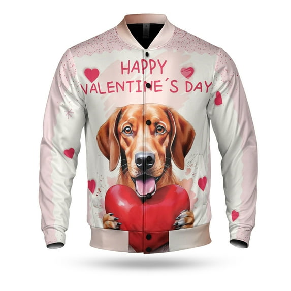 Happy Valentine's Day Vizsla Brings Love Heart All Over Print 3D Baseball Jacket Vizslas Dog Lover Gifts Idea Bomber Jacket Softball - 02028