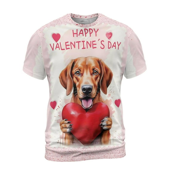 Happy Valentine's Day Vizsla Brings Love Heart All Over Print 3D Shirt Unisex Merch Vizslas Dog Lover Gifts Idea - 02028