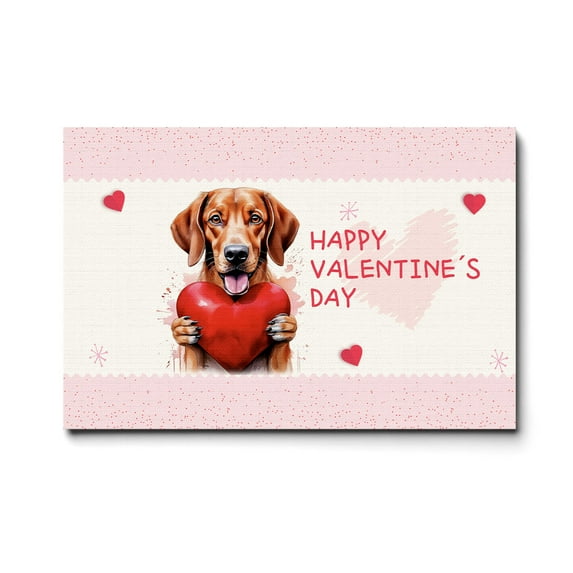Happy Valentine's Day Vizsla Brings Love Heart Horizontal Matte Canvas Poster Vizslas Dog Lover Gifts Idea Wall Art Home Decor - 02028