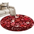 thumbnail image 1 of Happy Valentine's Day Washable Round Area Rug 4 ft, Simple Red Pink Love Heart Red Background, Soft Non Slip Rugs Stain Repellent Indoor Felt Carpet for Living Dining Room Bedroom Home Office, 1 of 9