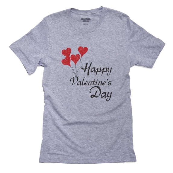 Happy Valentine's Day With Heart Balloons Men's Grey T-Shirt