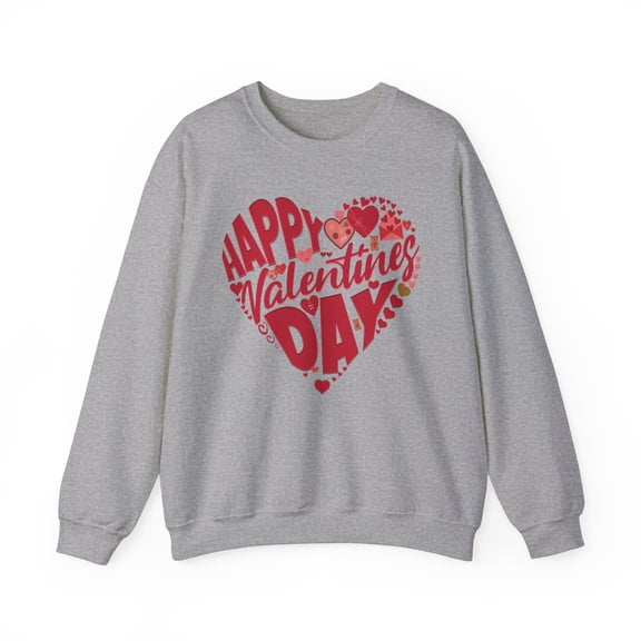 Happy Valentine's Day Womens Crewneck Sweatshirt, Cute Heart Design