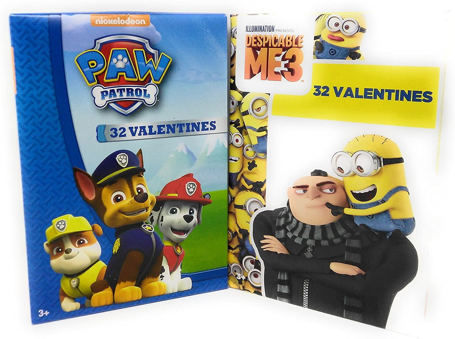 Happy Valentines Day 32 Cards Paw Patrol with Despicable Me 3 Minions