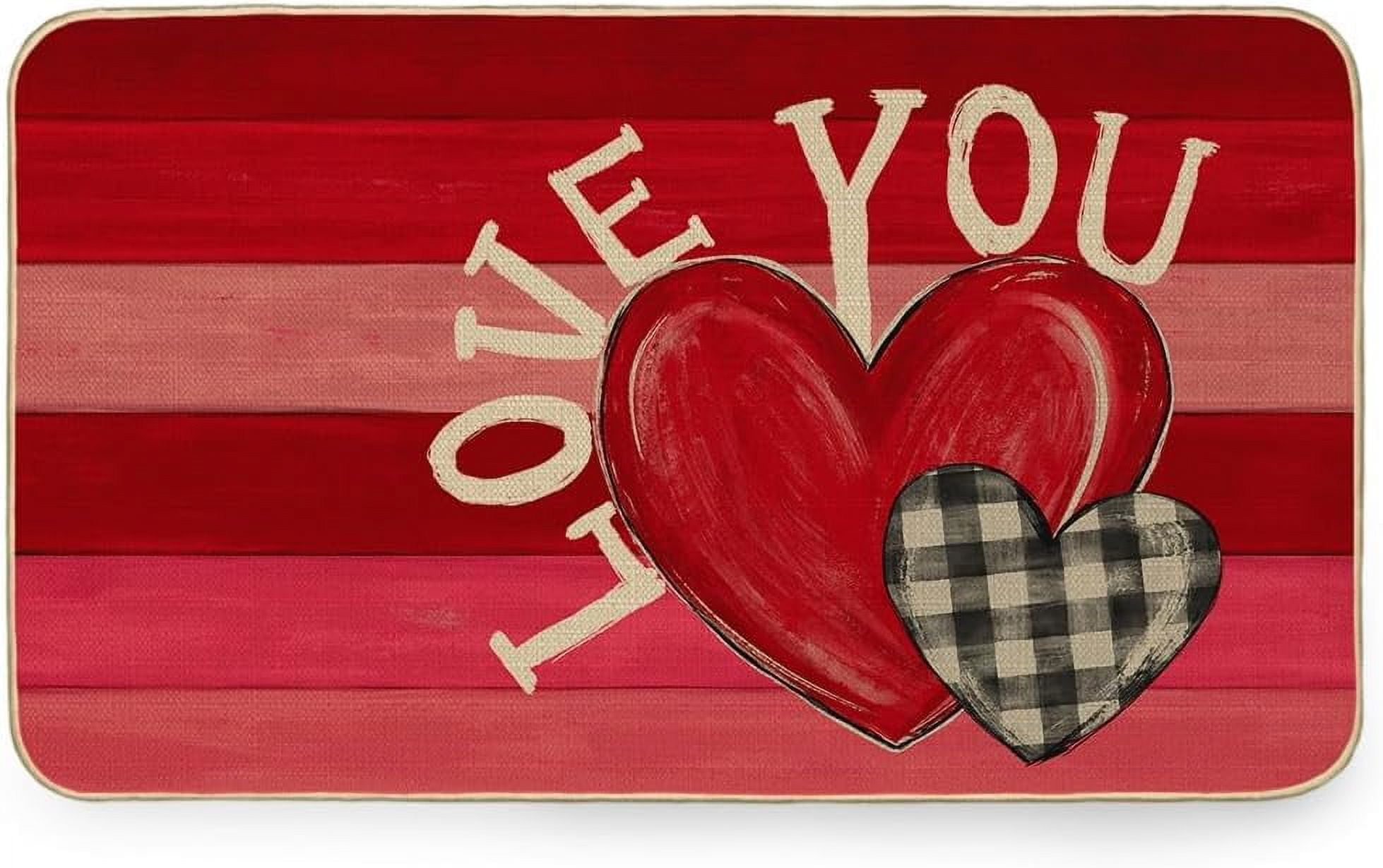 Happy Valentines Day Front Door Mat Outdoor Waterproof Durable Entryway