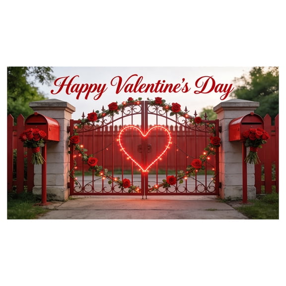 Happy Valentines Day Garage Door Cover Hearts 160x70Inches Happy Valentine's Day Garage Door Background Party Phoyography Party for Bridal Shower Wedding