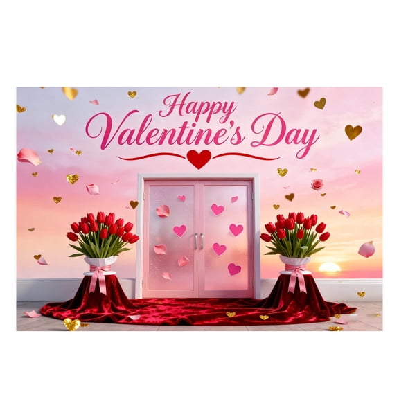 Happy Valentines Day Garage Door Cover Hearts Happy Valentine's Day Garage Door Background Party Phoyography Party For Bridal Shower Wedding round Banner Baptism Canadian Flag for Car Window Banners