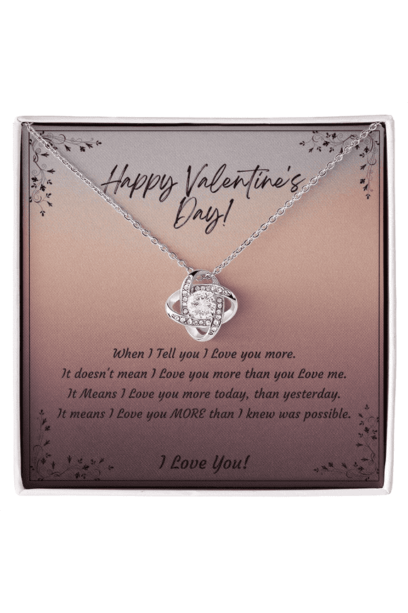 Happy Valentines Day Gift for Wife Girlfriend Love Knot 14k White Gold Plated Necklace Present for Her