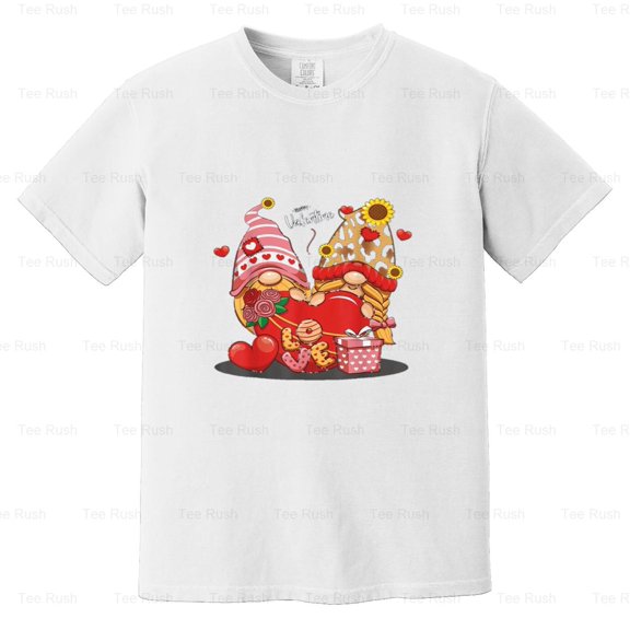 Happy Valentines Day Gnomes Leopard Sunflower, Funny, Holiday, Cute, Comfort Color T-Shirt Unisex, up to 4XL