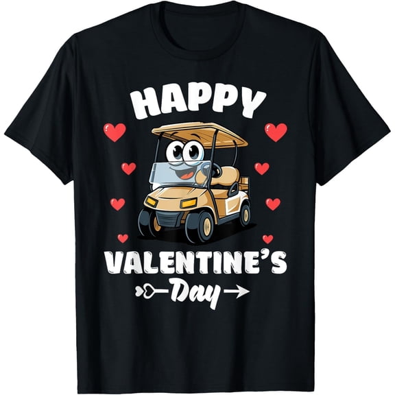 Happy Valentines Day Golf Cart Sports Lover Hearts T-Shirt
