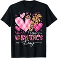 thumbnail image 1 of Happy Valentines Day Leopard And Plaid Hearts Girls Women T-Shirt, 1 of 4