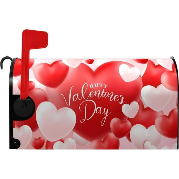 Happy Valentines Day Mailbox Covers Magnetic Standard Size Valentine Mailbox Post Cover Red Heart Truck Floral Flower Valentine''s Day Mailbox Decor Waterproof Mailbox Wraps 21 * 18 Inch