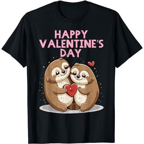 Happy Valentines Day Matching Couples Sloth Animal Lover T-Shirt
