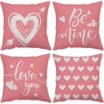 thumbnail image 1 of Happy Valentines Day Pillow Covers 18x18 Set of 4 Pink Love Heart Kisses Hugs Throw Pillow Covers Velvet Wedding Anniversary Cushion Covers Pillow Cases for Outdoor Couch Sofa Decoration(18 Inch), 1 of 6