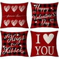 thumbnail image 1 of Happy Valentines Day Pillow Covers 18x18 Set of 4 Red Love Heart Throw Pillow Covers Wedding Anniversary Pillow Covers Pillow Cases Home Outdoor Sofa Couch Cushion Covers (18 by 18), 1 of 6