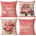 thumbnail image 1 of Happy Valentines Day Pillow Covers 20x20 Set of 4 Wedding Anniversary Throw Pillow Covers Pink Love Heart Cushion Covers Pillow Cases for Outdoor Couch Sofa Decoration(20 Inch), 1 of 1