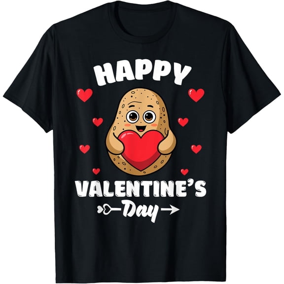 Happy Valentines Day Potato Vegetable Lover Hearts T-Shirt