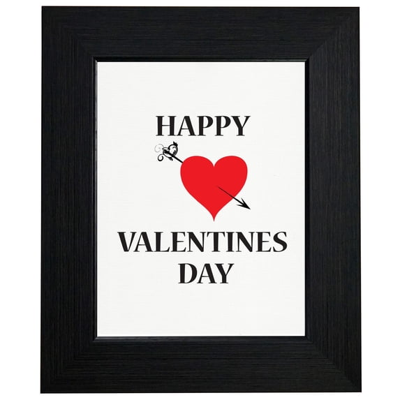 Happy Valentines Day Red Heart Cupids Arrow Framed Print Poster Wall or Desk Mount Options