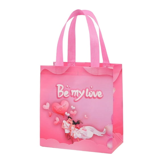 Happy Valentines Day Reusable Gift Bag, Treat Bags with Handles, Goodie Bags, Multifunctional Non-Woven Valentines Bags for Gifts Wrapping, Party Supplies