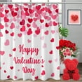 thumbnail image 1 of Happy Valentines Day Shower Curtain, Valentine Red Heart Shower Curtains for Bathroom, Valentines Romantic Home Decor Waterproof Fabric with Hooks 72x72 Inch, 1 of 6