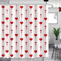 Happy Valentines Day Shower Curtain for Bathroom Decor Romantic Red Love Hearts Arrows Waterproof Fabric Shower Curtain with 12 Hooks 72x72 Inch