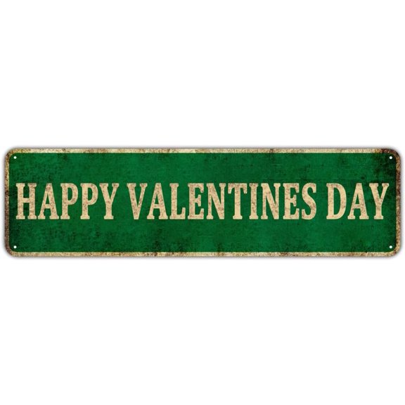 Happy Valentines Day Sign Decor Gift, Valentine's Day Decorations, Valentines Day Gift Signs, Valentine's Decor, 4" x 16" Tin Signs