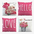 thumbnail image 1 of Happy Valentines Day Throw Pillow Covers 18 X 18 Set of 4 Holiday Decor Pink Flower Cute Bear Truck Love Heart Winter Pillow Case for Couch Sofa Livingroom, 1 of 6