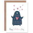 thumbnail image 1 of Happy Valentines Penguin Cute Sweet Romance Love Greetings Card Plus Envelope Blank inside, 1 of 3