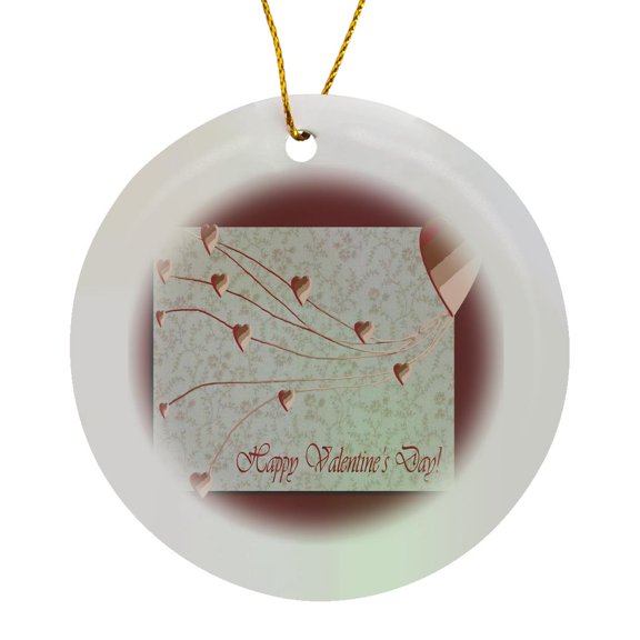 3drose, Happy Valintines Day, Copper Hearts, Circle Porcelain Ornament