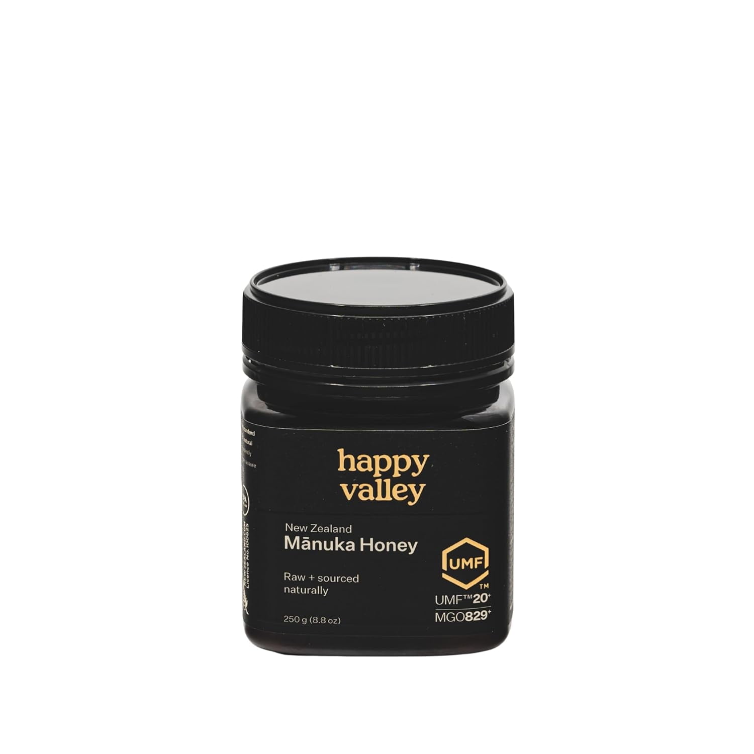 Happy Valley Manuka Honey - UMF 20+ (8.8oz, 250g) - Certified Raw New Zealand Mānuka - UMF 20+, MGO 850+