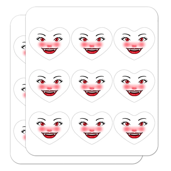 Happy Vampire Girl Smiling Face Heart Shaped Planner Calendar Scrapbook Craft Stickers