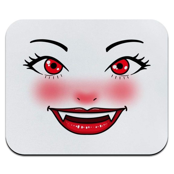 Happy Vampire Girl Smiling Face Low Profile Thin Mouse Pad Mousepad